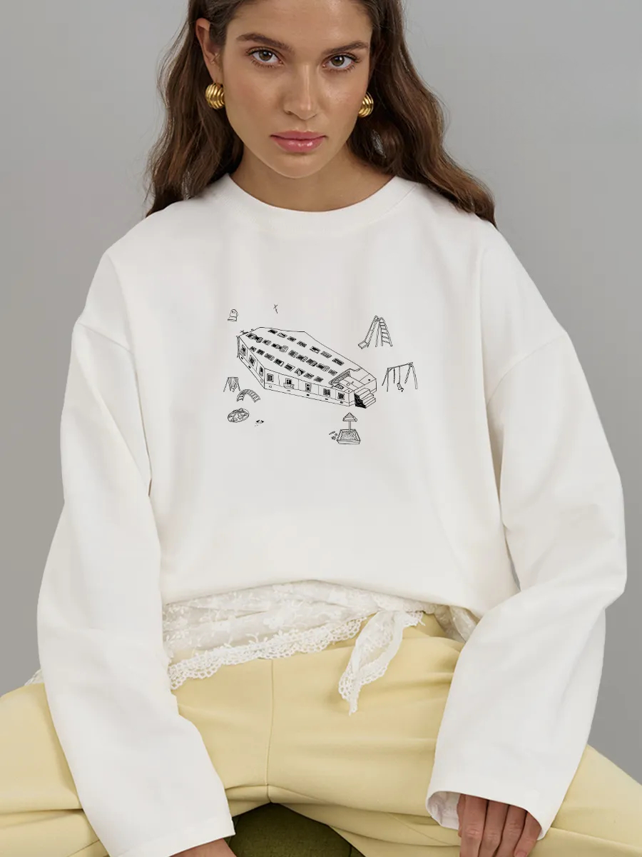 Longline Tee Oversized - قميص نسائي خريفي 100% قطن بأكمام