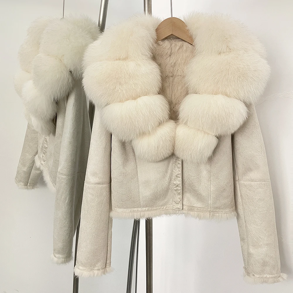 Street Fashion Official - OFTBUY معطف بياقة من فرو الثعلب