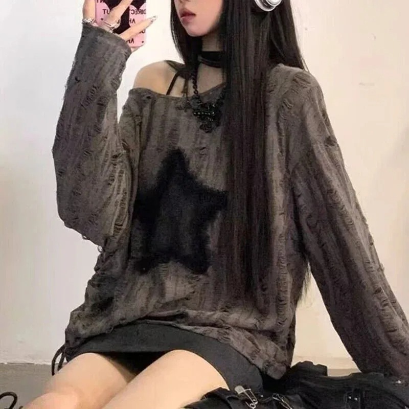 Street Fashion Kpop - Y2K هول ستار تي شيرت مطبوع