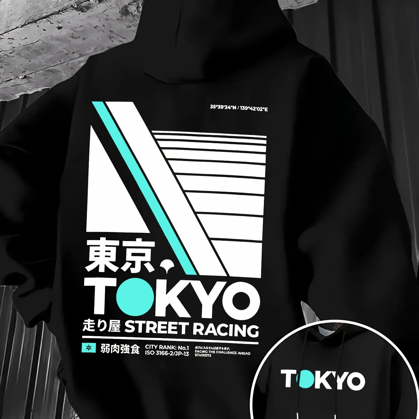 Street Fashion In Tokyo - هودي رجالي مطبوع على الوجهين بتصميم