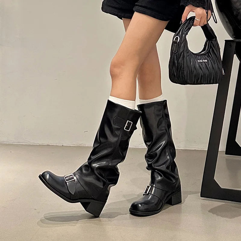 امرأة الأحذية الركبة عالية منص - مراجعة Street Fashion Trend 2025 وسعره