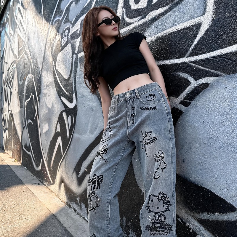 جينز نسائي كاجوال بتصميم كرتون - مراجعة Street Fashion Model وسعره