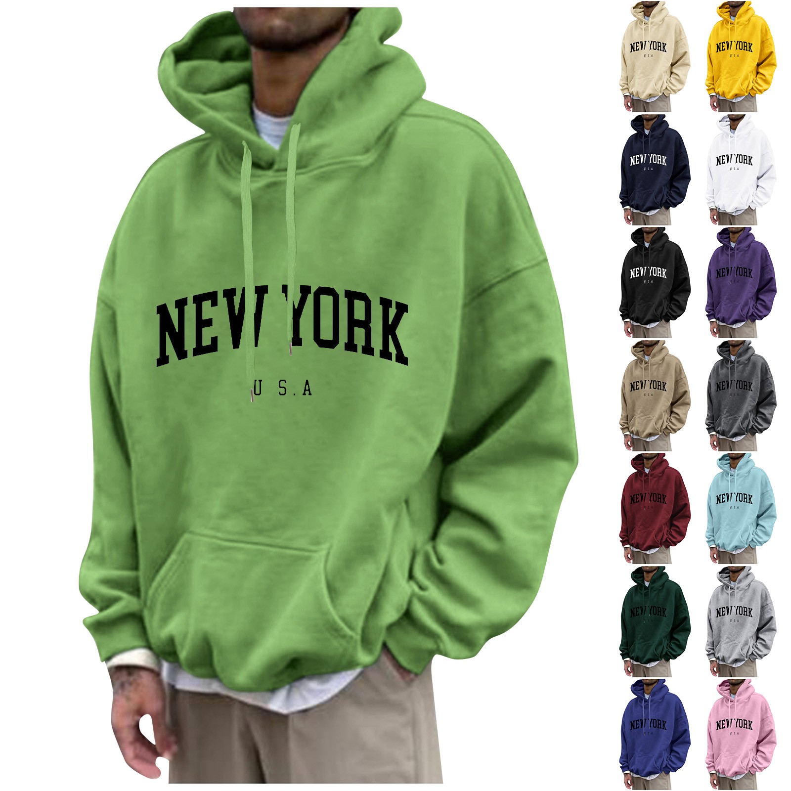 كنزات بأغطية رأس بطباعة نيويور - مراجعة Street Fashion Of New York وسعره