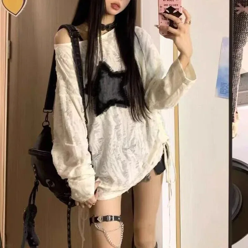 Y2K هول ستار تي شيرت مطبوع الم - مراجعة Street Fashion Kpop وسعره
